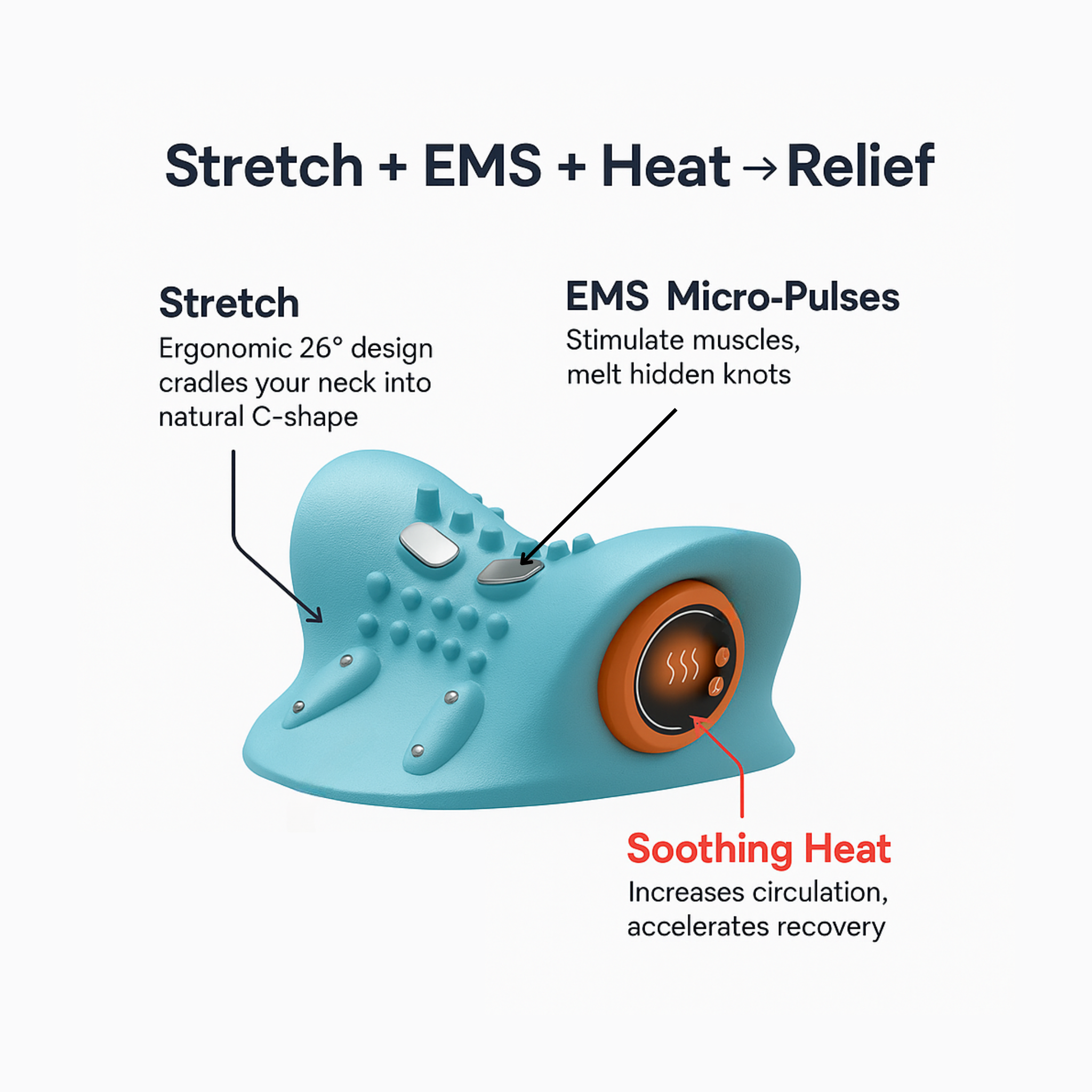 Upgraded Stretch+Heat Neck Pillow™ – Pain‑Free Posture Fix