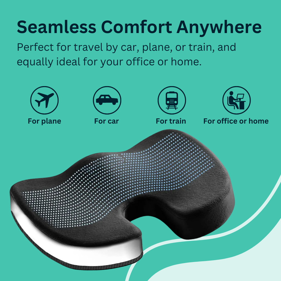 ZorVext™ TravelEase – Supportive Travel Cushion with Gel Memory Foam